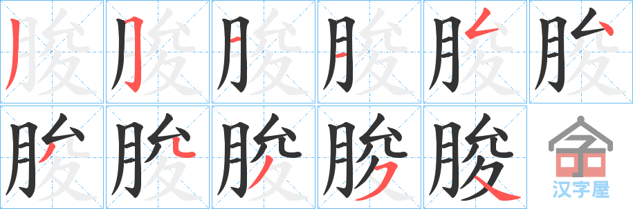 《朘》的笔顺分步演示（一笔一画写字）