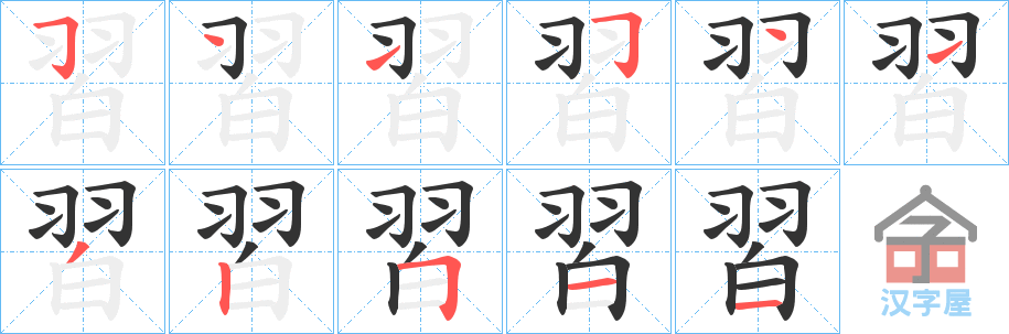 《習》的笔顺分步演示（一笔一画写字）