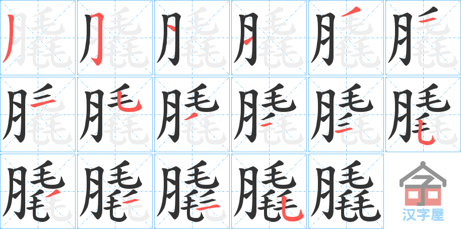 《膬》的笔顺分步演示（一笔一画写字）