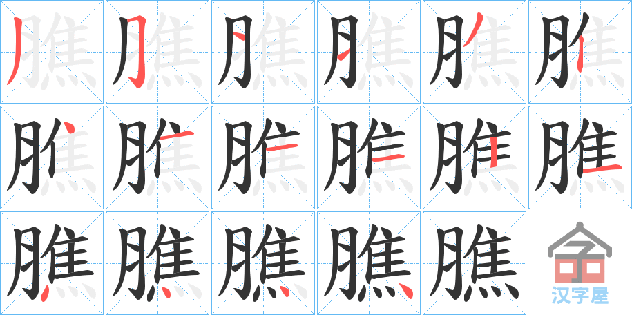 《膲》的笔顺分步演示（一笔一画写字）