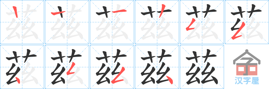 《茲》的笔顺分步演示（一笔一画写字）