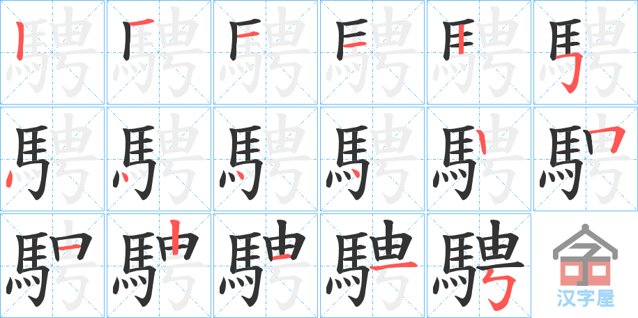 《騁》的笔顺分步演示（一笔一画写字）