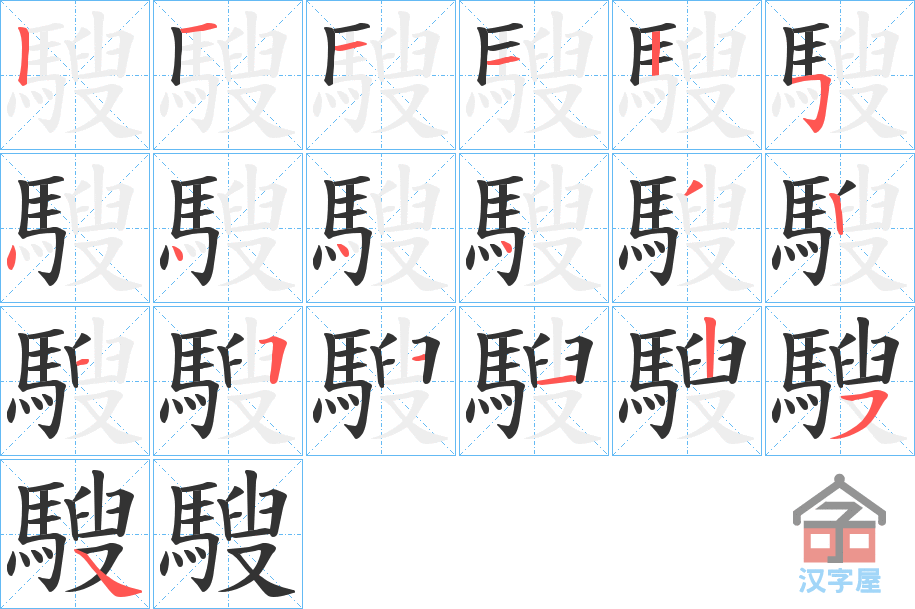 《騪》的笔顺分步演示（一笔一画写字）