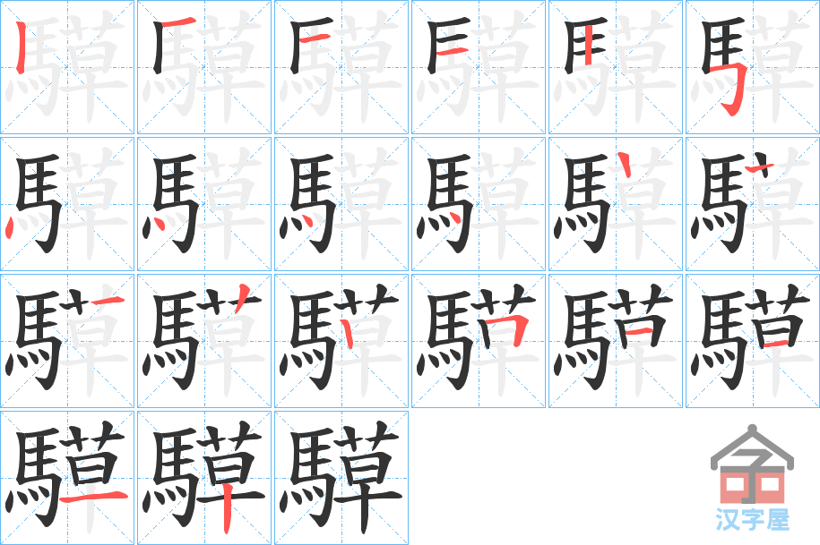 《騲》的笔顺分步演示（一笔一画写字）