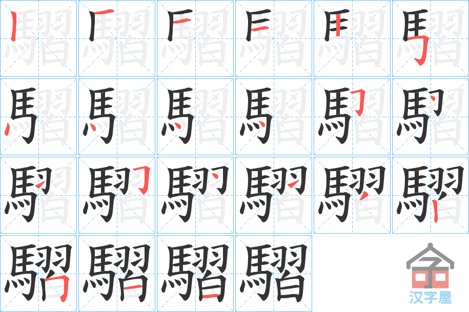 《騽》的笔顺分步演示（一笔一画写字）