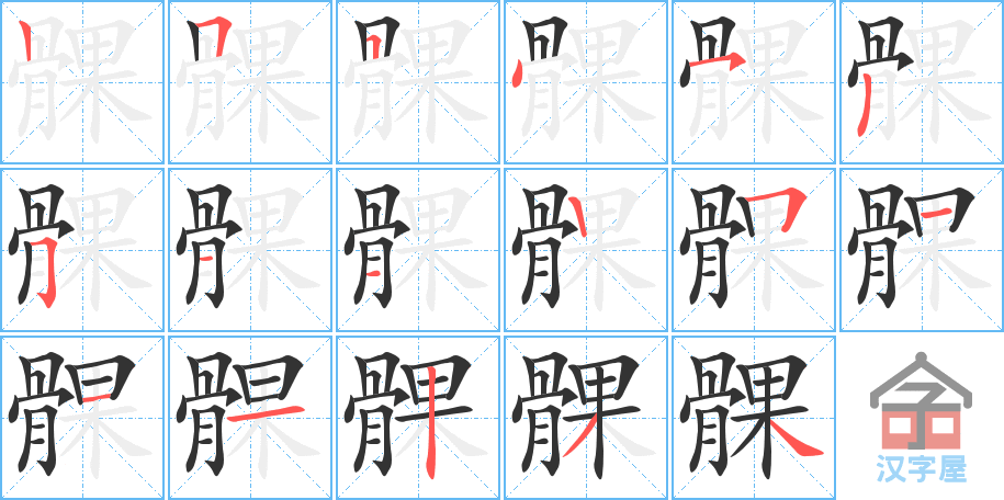 《髁》的笔顺分步演示（一笔一画写字）