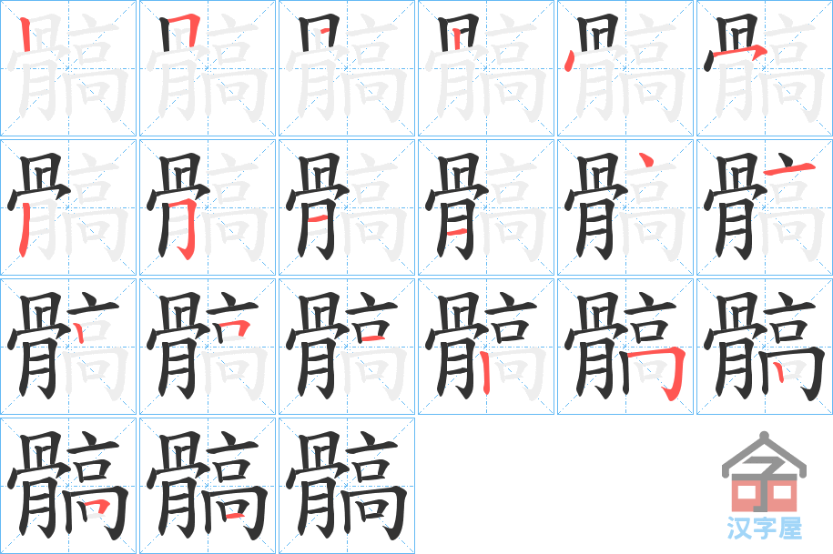 《髇》的笔顺分步演示（一笔一画写字）