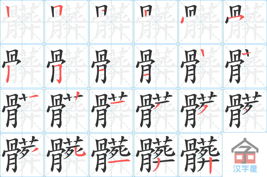 《髒》的笔顺分步演示（一笔一画写字）