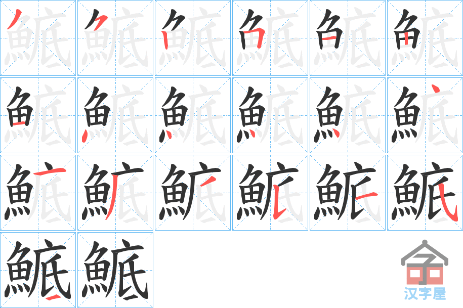 《鯳》的笔顺分步演示（一笔一画写字）