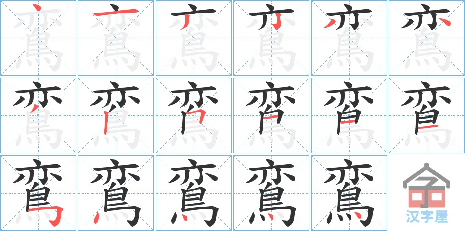 《鵉》的笔顺分步演示（一笔一画写字）