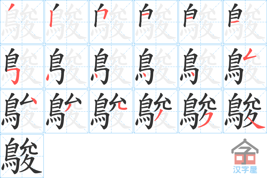 《鵔》的笔顺分步演示（一笔一画写字）