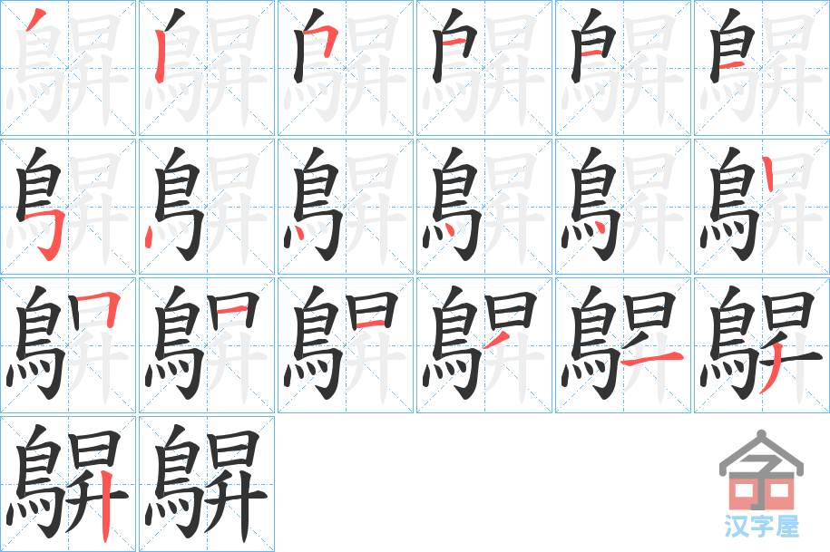 《鵿》的笔顺分步演示（一笔一画写字）