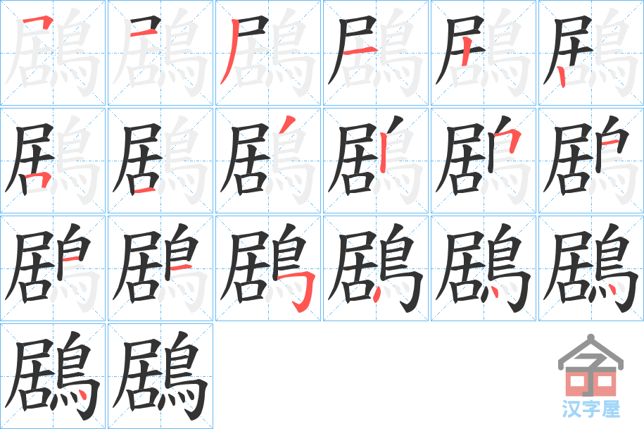 《鶋》的笔顺分步演示（一笔一画写字）