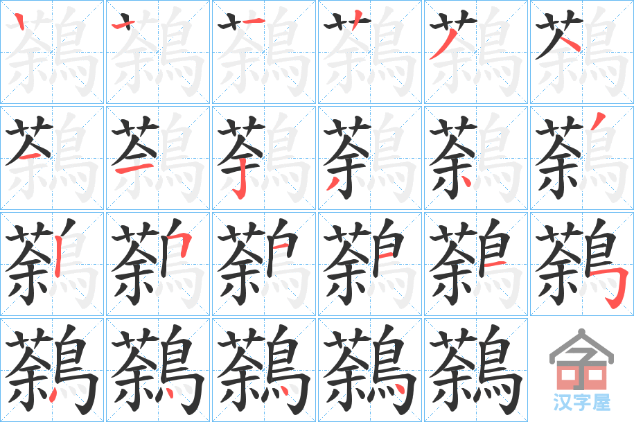 《鷋》的笔顺分步演示（一笔一画写字）