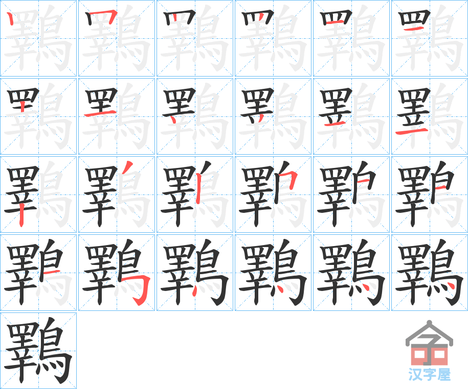 《鸅》的笔顺分步演示（一笔一画写字）