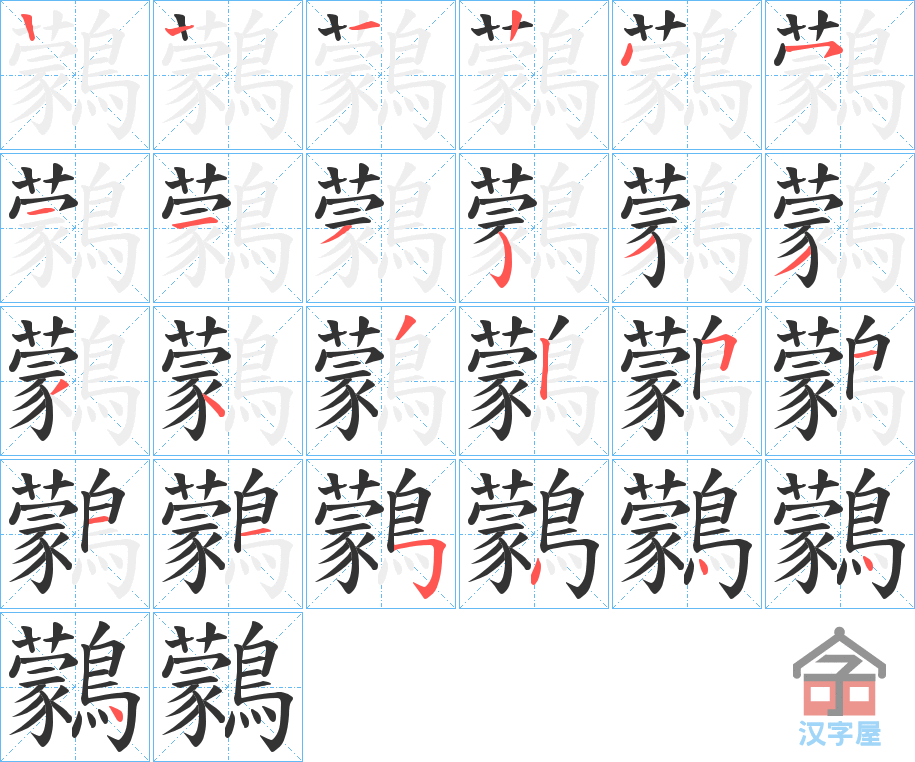 《鸏》的笔顺分步演示（一笔一画写字）